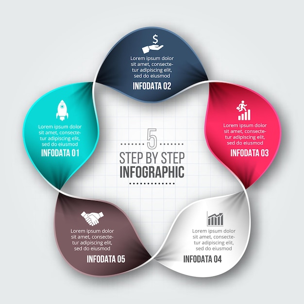 Business diagram with 5 options Design concept of five steps or parts of business cycle