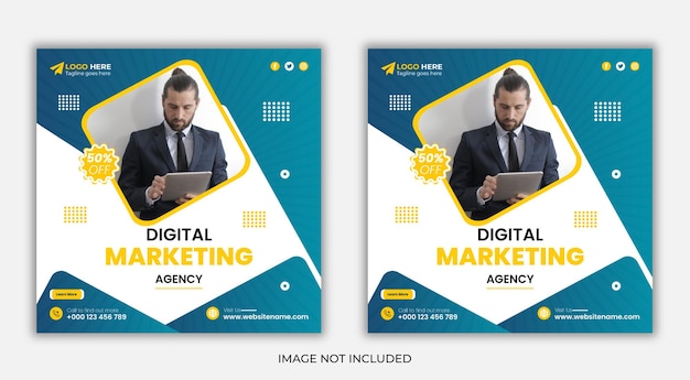 Business digital marketing square Instagram post and social media post banner template