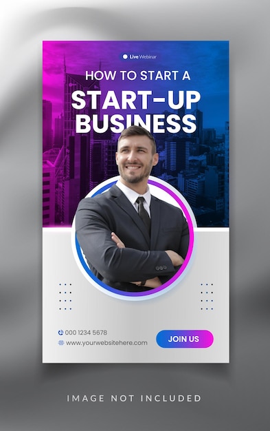 ビジネス デジタル マーケティング ウェビナー facebook と instagram ストーリー バナー テンプレート