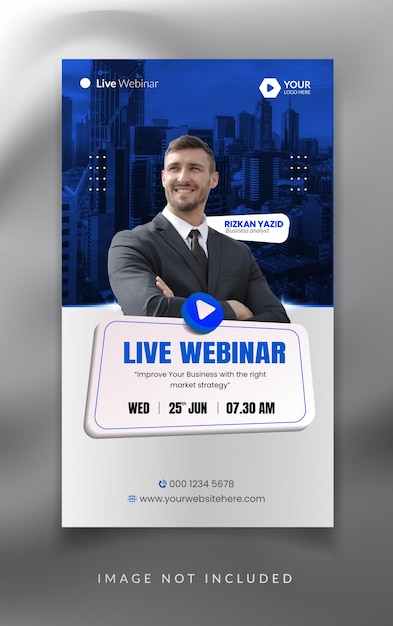 Vettore modello di banner per la storia di facebook e instagram di webinar di marketing digitale aziendale