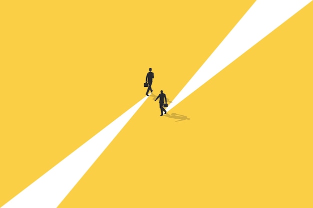 Business dispute or disagreement vector concept with two businessman walking away from each other Symbol of miscommunication conflict argument Eps10 illustration