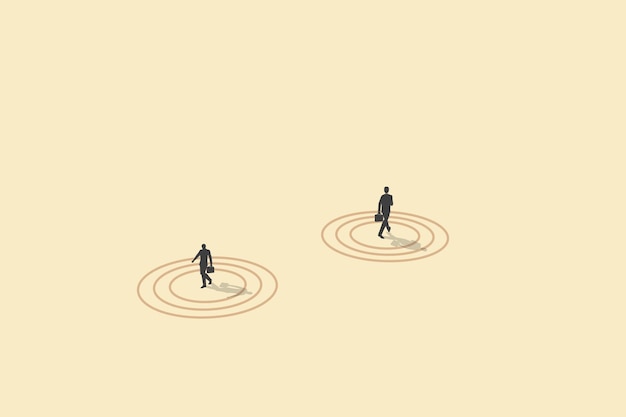 Business dispute or disagreement vector concept with two businessman walking away from each other Symbol of miscommunication conflict argument