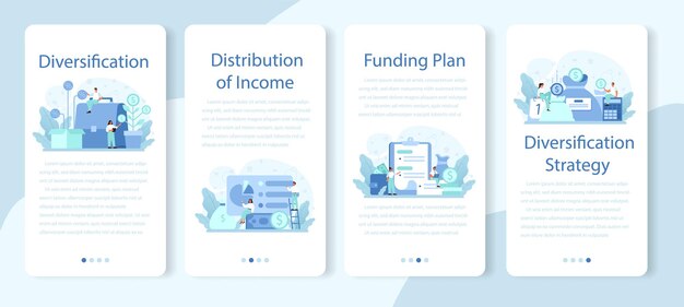 Business diversification mobile application banner set