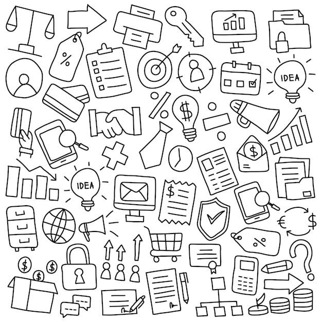 Elementi di doodle di affari