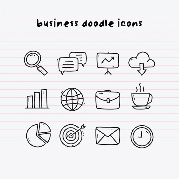 Business Doodle Icons on Paperline