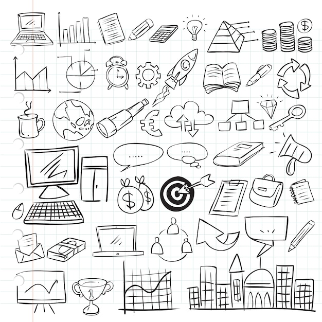 Vector business doodle set