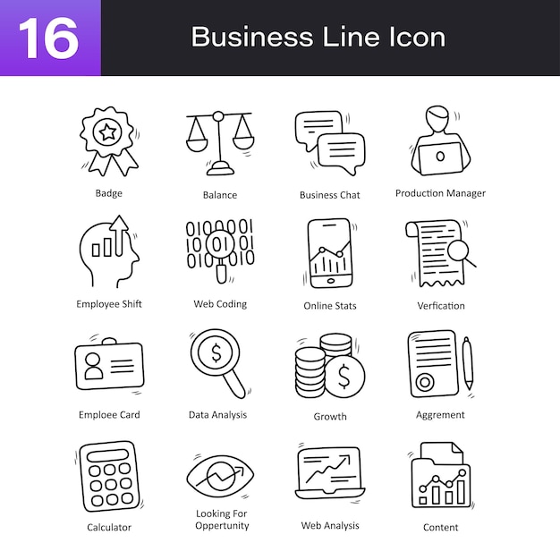 Business doodle style Hand Drawn Set 01