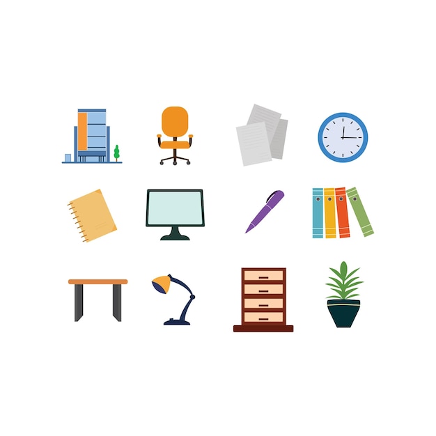 Business doodles in flat style. Business doodles isolated on white background.