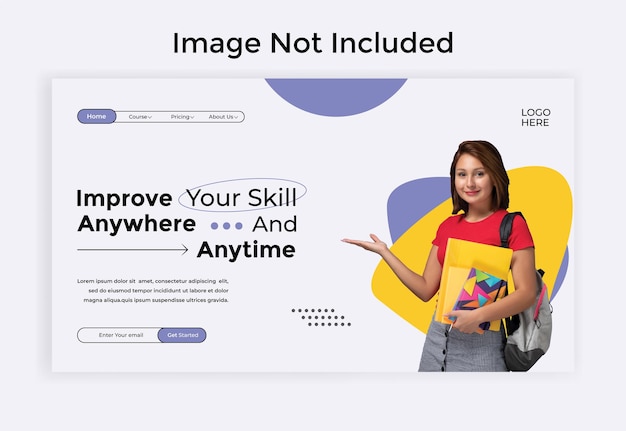 Vector business e-learning skills  and landing page design