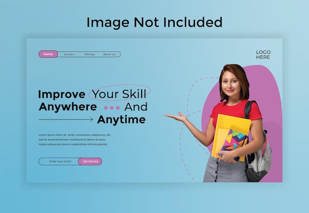 Vector business e-learning skills  and landing page design