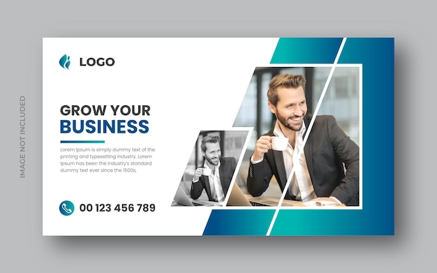 Vector business editable youtube thumbnail design video cover web banner template