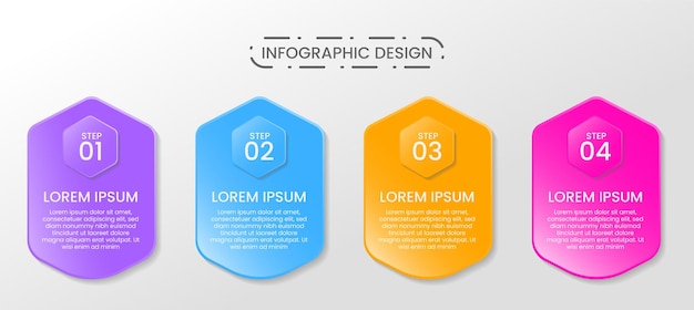 Elementi di business per i passaggi del modello di infografica o la progettazione del modello di numero di presentazione e opzioni