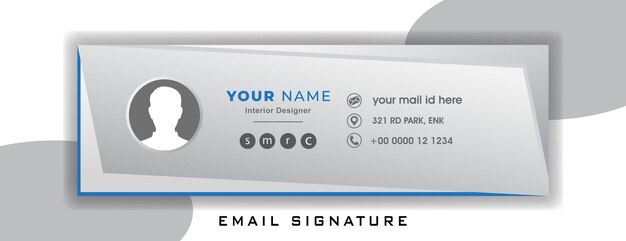 Modello di carta color argento con firma e-mail aziendale