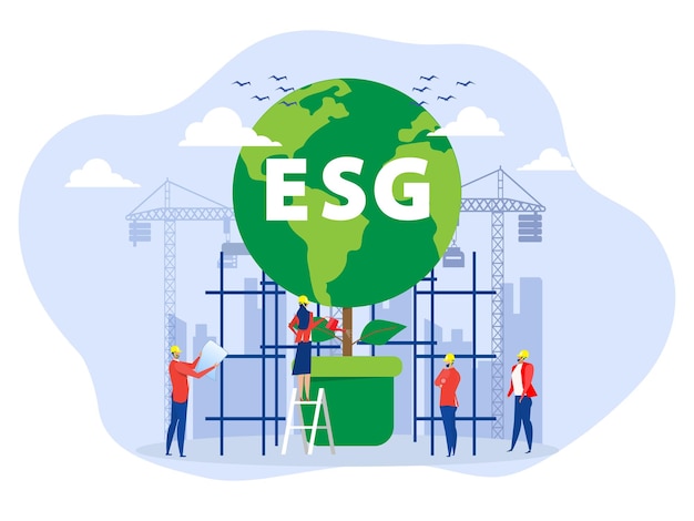 ビジネス ESG またはエコロジー問題概念ビジネス投資エネルギー源資源の保全