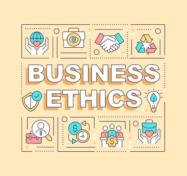 Business ethics word concepts yellow banner