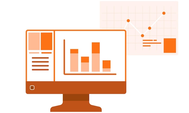 Vector business evaluation and achievement diagram