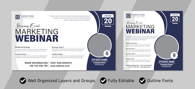 Business event marketing webinar banner invitation and post design