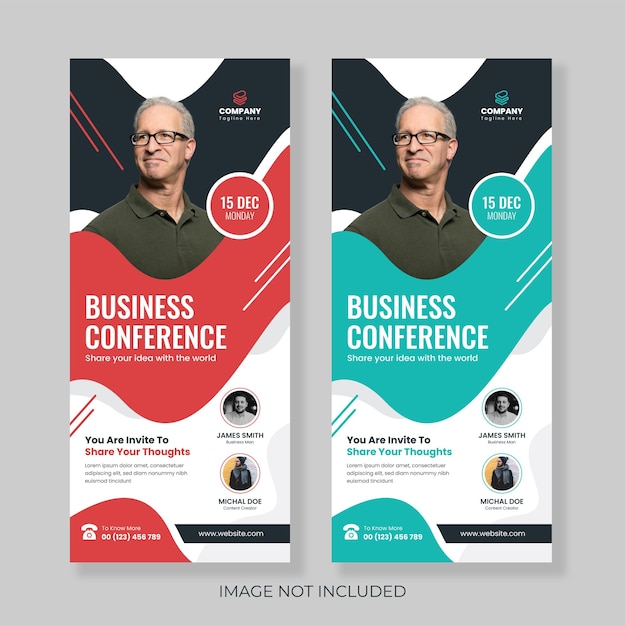 Vector business event roll-up banner, stand banner, vertical business roll up banner, conference roll-up