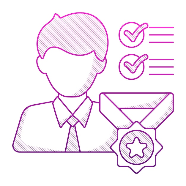 Business experience award concept with hand drawn outline doodle style