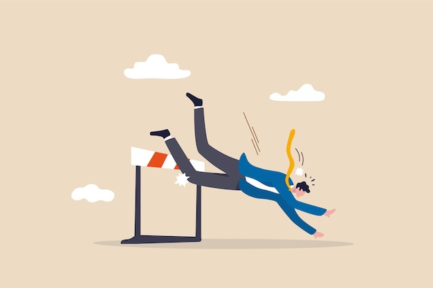 Business failure concept with businessman falling