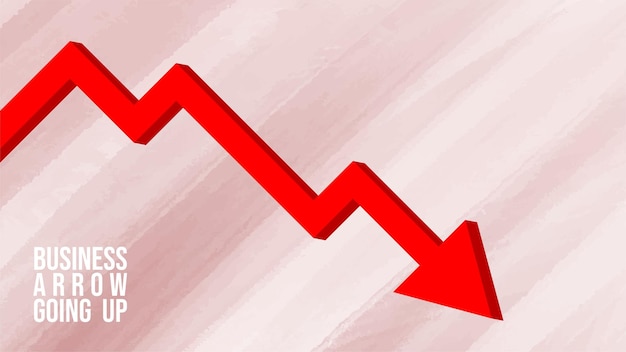 Vector business failure growth arrow with arrow moving down