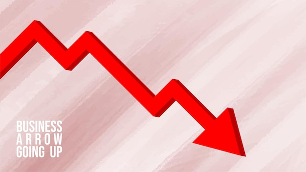 Стрелка роста неудач в бизнесе со стрелкой, движущейся вниз