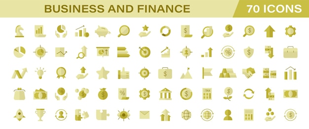 Vector business and finance color icons set corporate growth market investment strategy profit analysis