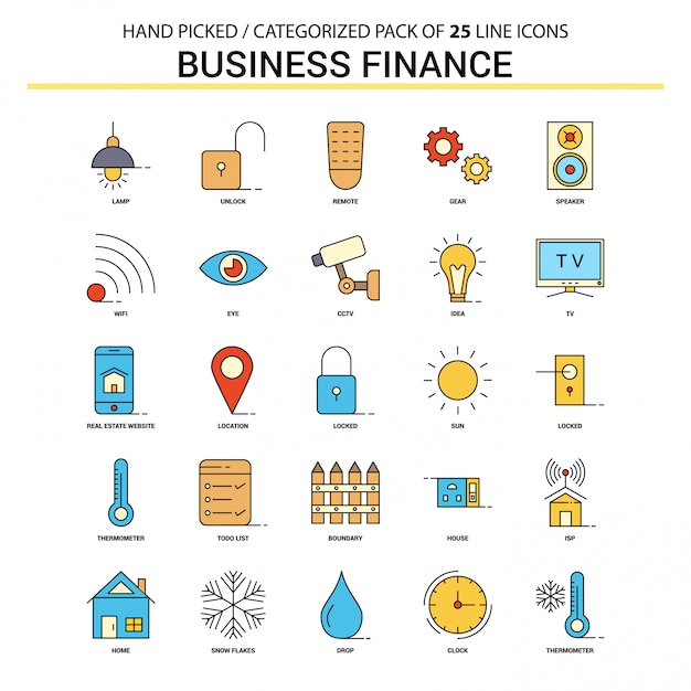 Business finance flat icon set