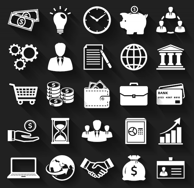 Vector business and finance flat icons.