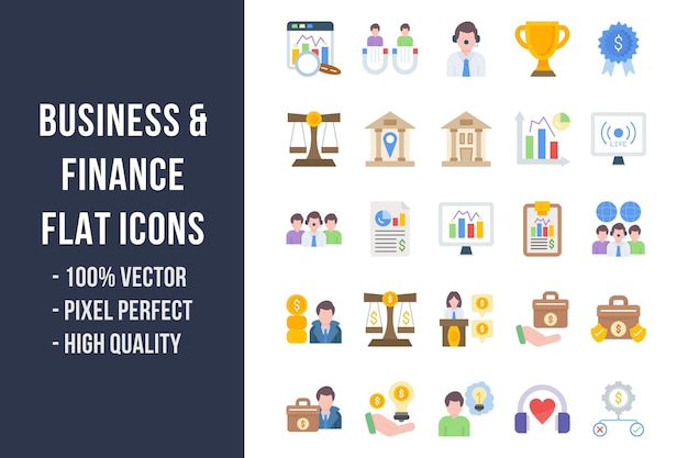 Business and Finance Flat Multicolor Icons