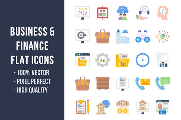 Business and Finance Flat Multicolor Icons