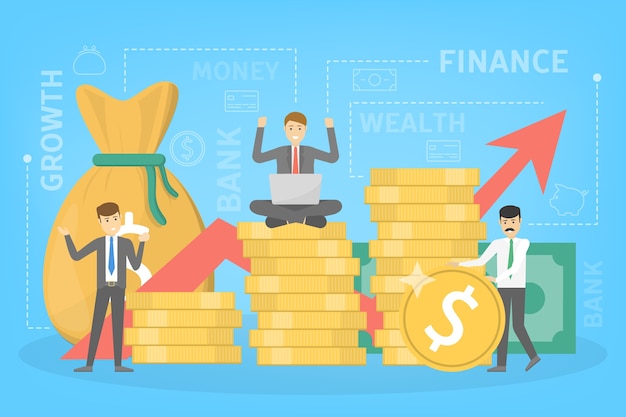 business finance growth concept. idea of money increase. investment and income. budget profit. flat vector illustration