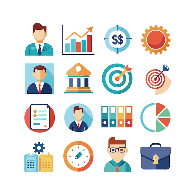 Business and Finance Icon Set Collection Vector Illustration for Documents Websites and Applications
