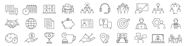 Business and finance icon set Linear banking icon set