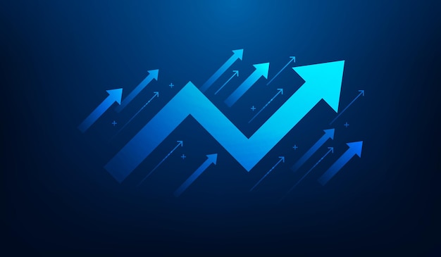 Grafico degli investimenti di finanza aziendale freccia su tecnologia reddito e ritorno sull'investimento