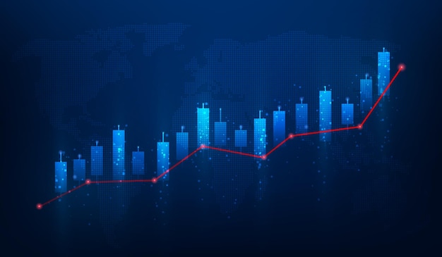 business finance investment graph market stock increase blue background growth money profit