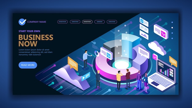 Business and finance isometric concept