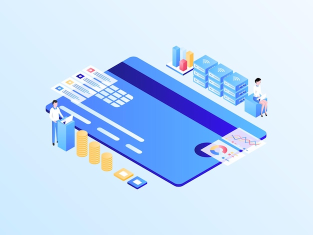 Vector business finance isometric illustration light gradient. suitable for mobile app, website, banner, diagrams, infographics, and other graphic assets.