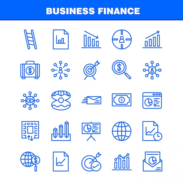 Vector business finance line icon pack for designers and developers. icons of bag, briefcase, business, fashion, finance, business, eye, mission,
