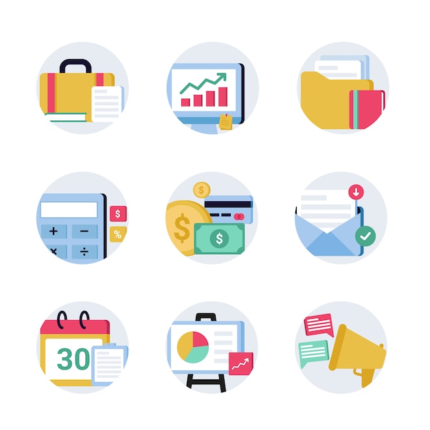 Vector business finance and office icon set