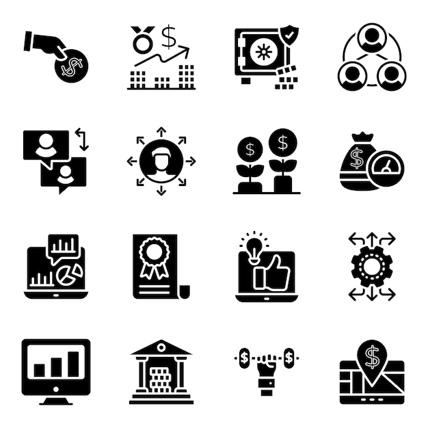 Business and Finance Solid Icons Pack