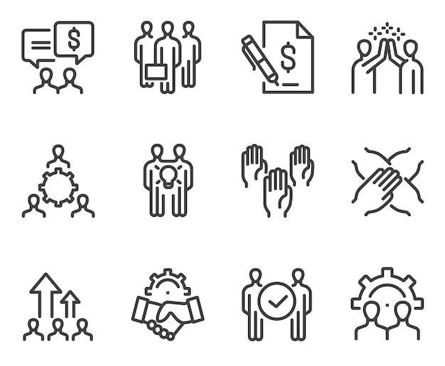 Business financial finance trade service bank payment line icon set