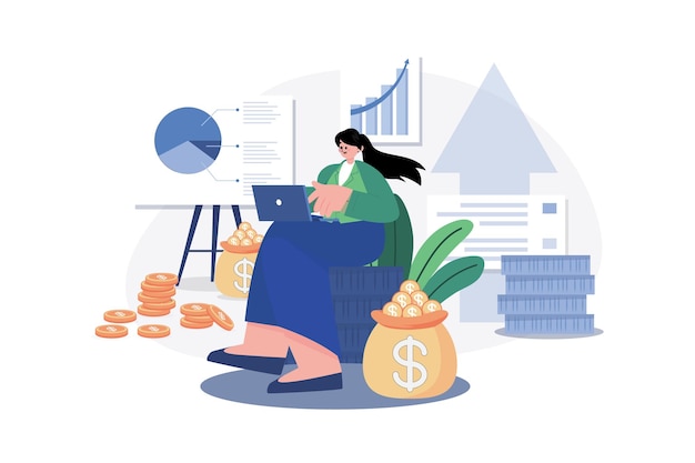 Vector business financial growth illustration concept