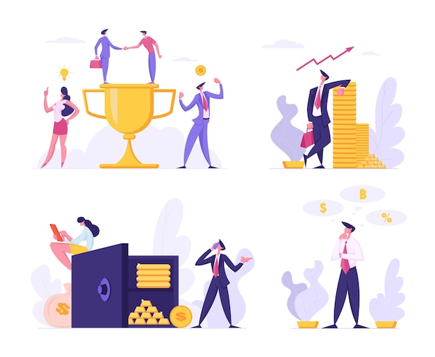 Vector business financial teamwork success flat illustration