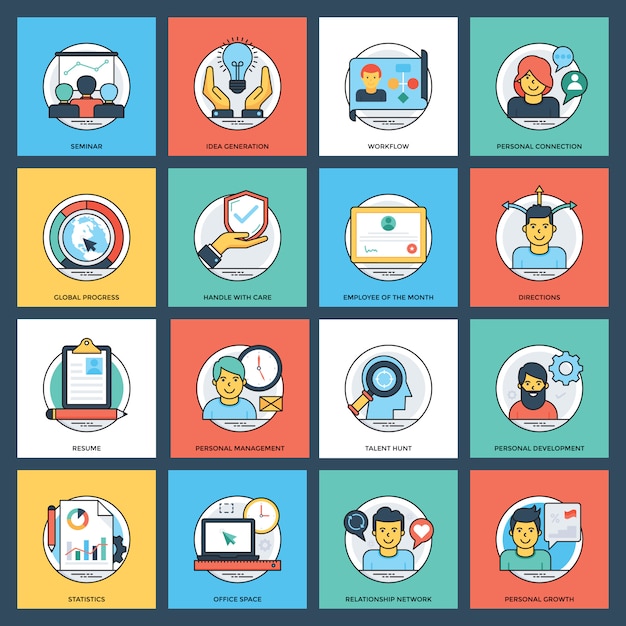  business flat creative icon pack 