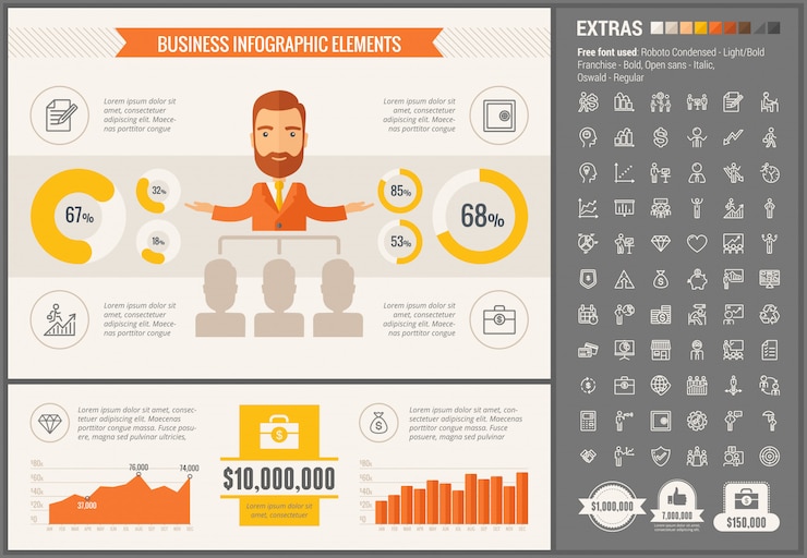 Vector 비즈니스 평면 디자인 infographic 템플릿