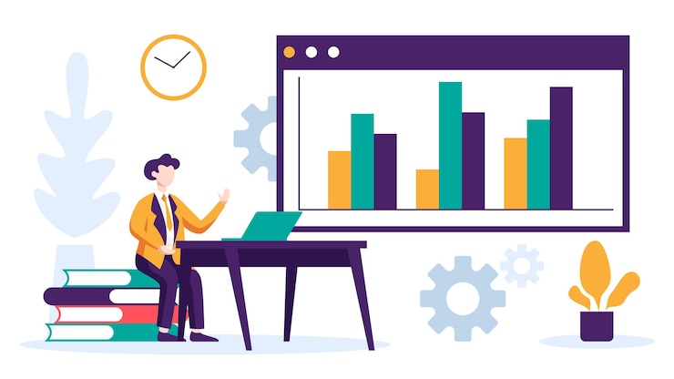 Vector business flat design related to presentation meeting discussion and brainstorming illustration