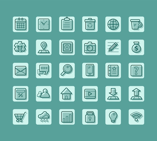 Business flat icon for web and mobile vector set