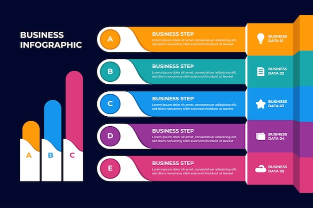 Vector business flat steps infografisch ontwerp