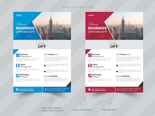 Концепция бизнес-флайера для дизайна Вертикальный шаблон бизнес-флаера Современное агентство цифрового маркетинга